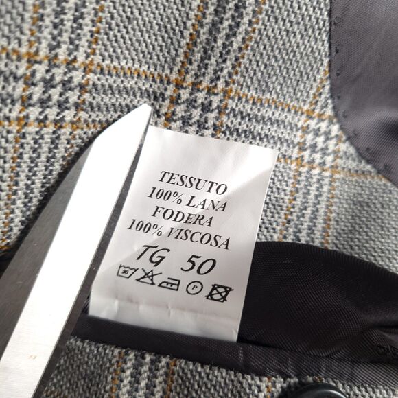 Boggi Milano Blazer Mens 50 / 42" Chest Gray Brown Plaid Wool Lined Jacket - Picture 16 of 16